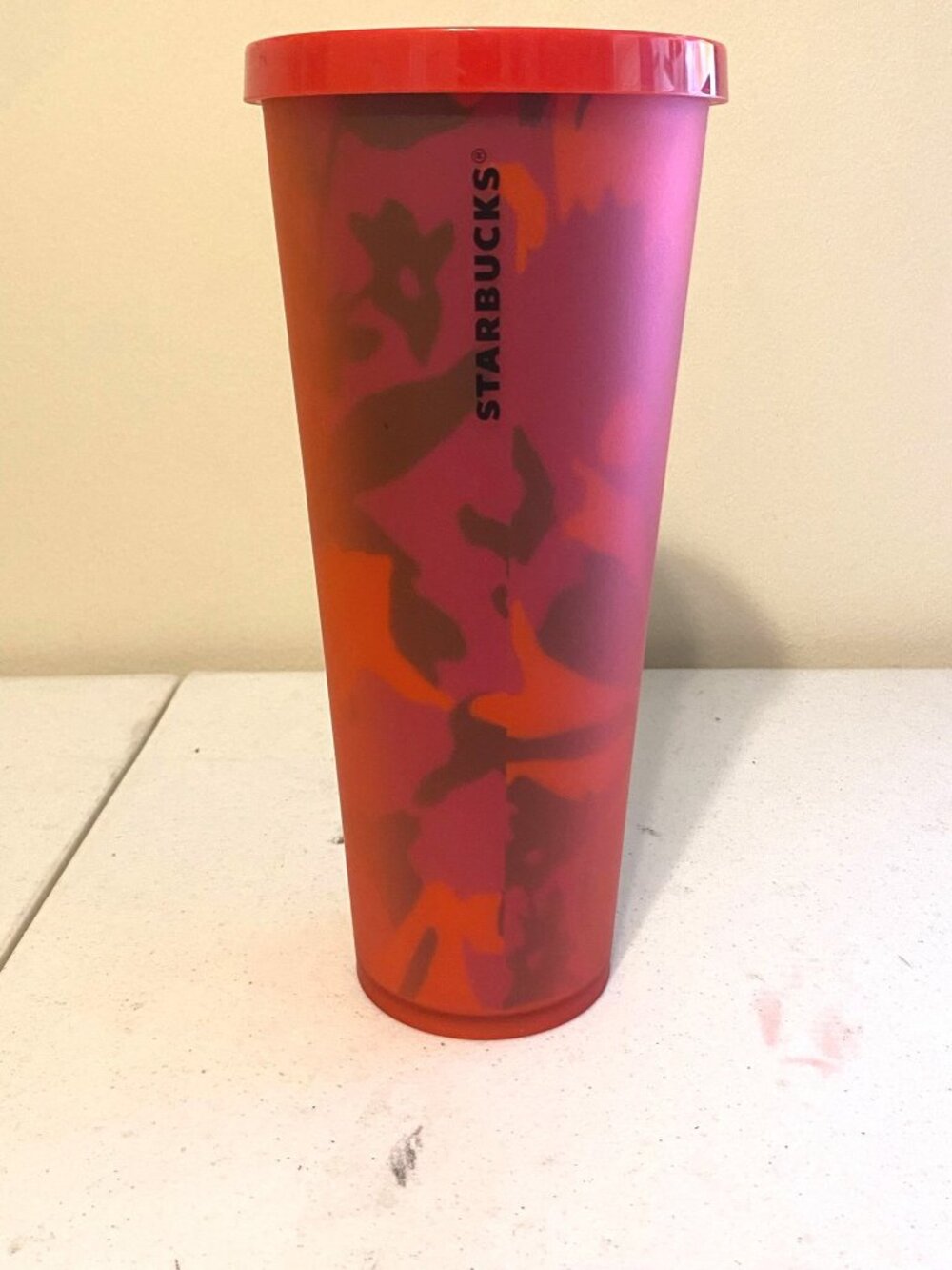 2022 Starbucks Coffee Spring Red Floral Soft Touch 24 oz Venti Cold Cup Tumbler